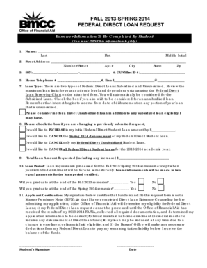 Federal Direct Loan Request Form