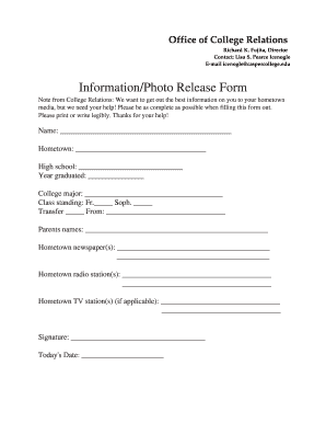 Information Photo Release Form