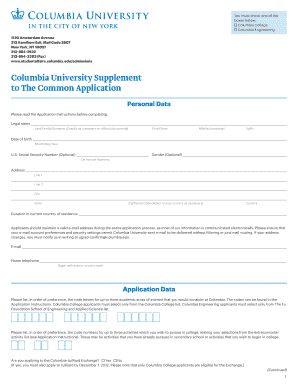 Columbia University Supplement to The Common Application