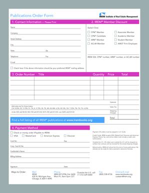 IREM Publications Order Form