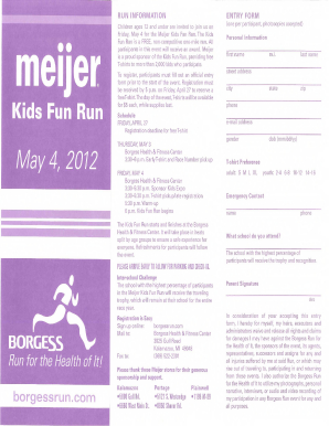 Kids Fun Run Registration Form