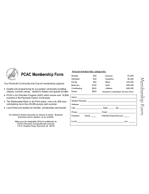 Plymouth Community Arts Council Membership Form