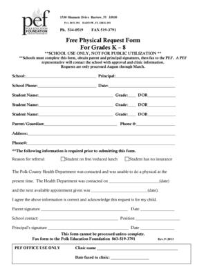 Free Physical Request Form