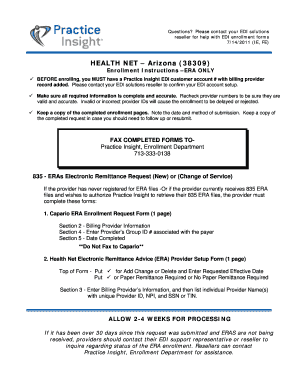 Health Net Arizona ERA Enrollment Form