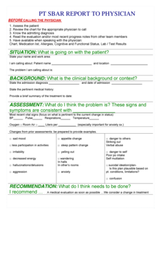 SBAR Report to Physician