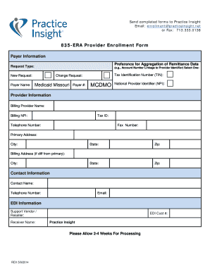Missouri Medicaid 835-ERA Enrollment Form