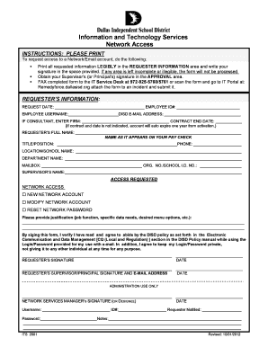 Dallas ISD Network Access Request Form