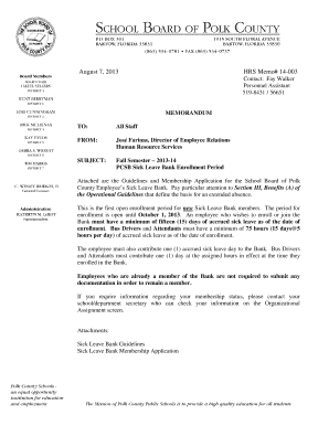 Polk County School Employee Sick Leave Bank Membership Application