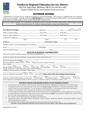 Student Health History and Parental Permission Form