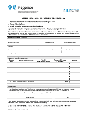 Dependent Care Reimbursement Request Form