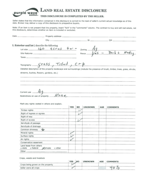 Real Estate Property Disclosure Form