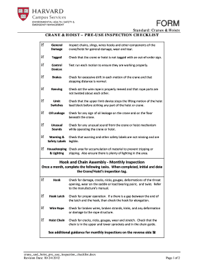Crane & Hoist Pre-Use Inspection Checklist
