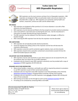 N95 Respirator Safety Talk Form