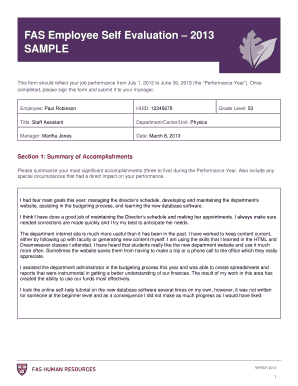 Self assessment template word - FAS Employee Self Evaluation 2013 SAMPLE - Harvard University - isites harvard