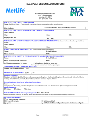 MAIA Plan Design Election Form