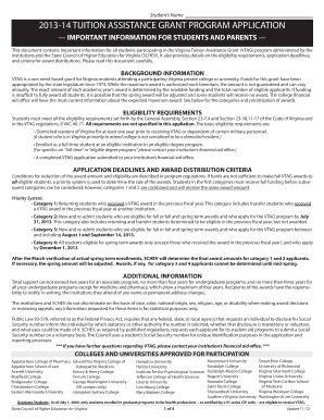 Virginia Tuition Assistance Grant Application