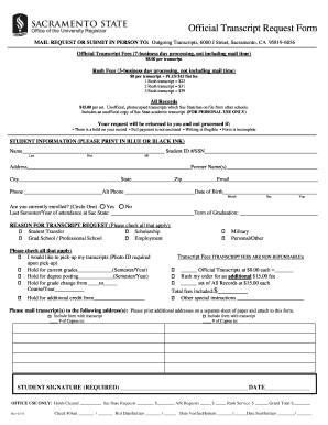 Official Transcript Request Form