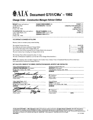 AIA Document G701/CMa Change Order