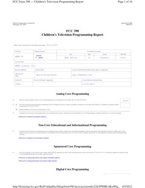 FCC Form 398 — Children's Television Programming Report