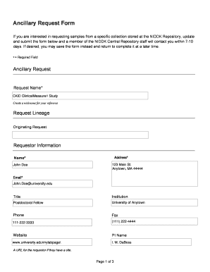 Ancillary Request Form Example - NIDDK Central Repository - niddkrepository