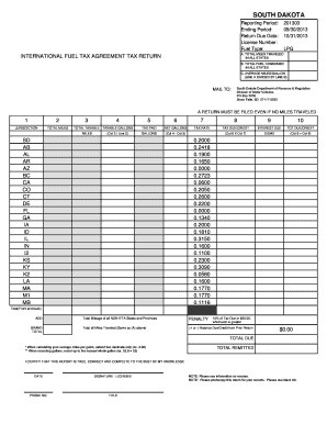 South Dakota IFTA Tax Return