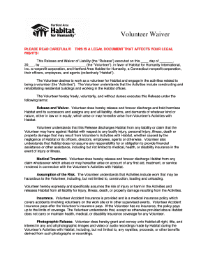 Volunteer Waiver for Habitat for Humanity