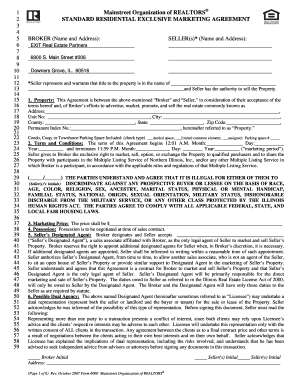 Standard Residential Exclusive Marketing Agreement