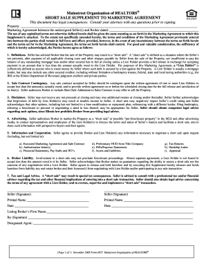 Short Sale Supplement to Marketing Agreement