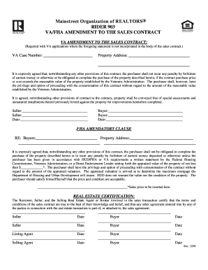 VA/FHA Amendment to Sales Contract