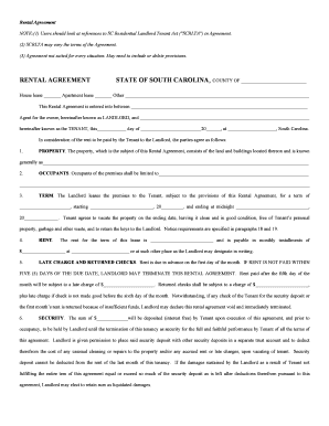 South Carolina Residential Rental Agreement