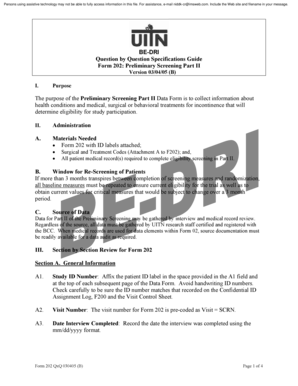 Preliminary Screening Part II Form 202