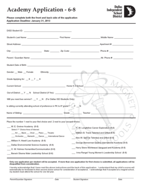 Academy Application - 6-8