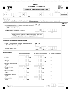 PEDS-C PDC 10 Baseline Assessment Form