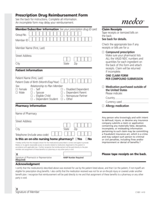 Prescription Drug Reimbursement Form