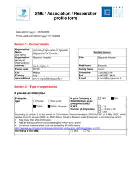 SME Association Researcher Profile Form