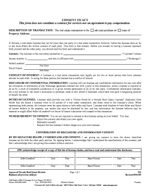Nevada Real Estate Dual Agency Consent Form
