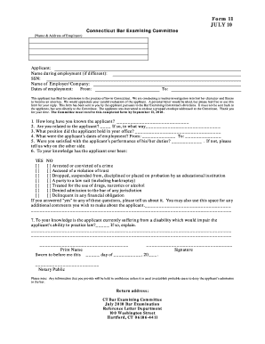 Connecticut Bar Employment Verification Form 11