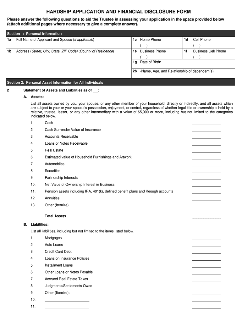 hardship application form 2022 Preview on Page 1.