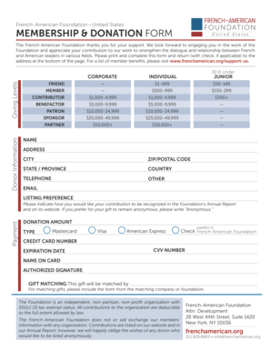 French-American Foundation Membership and Donation Form
