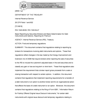IRS Final Regulations on Basis Reporting by Securities Brokers