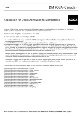 ACCA Direct Admission Application Form