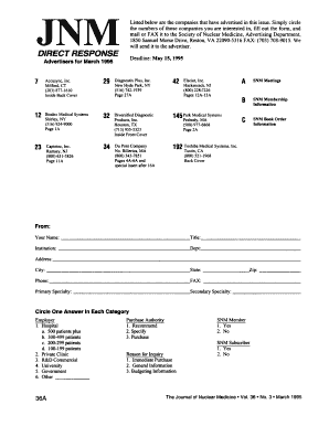 Society of Nuclear Medicine Advertiser Response Form