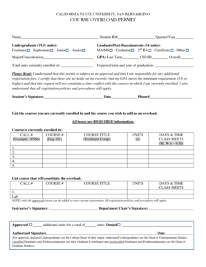 California State University Course Overload Permit