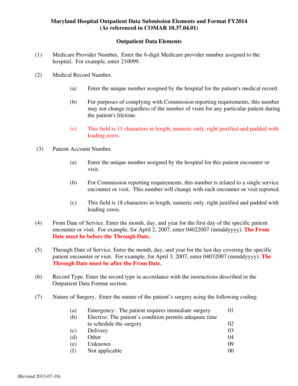 Maryland Hospital Outpatient Data Submission Form