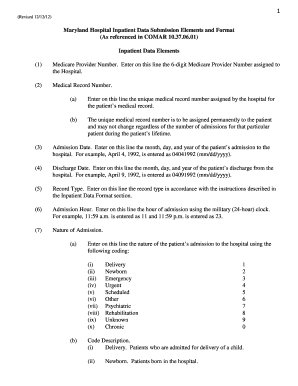 Maryland Hospital Inpatient Data Submission Form