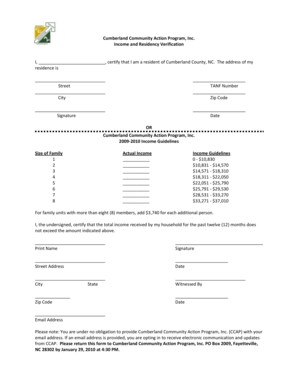 Cumberland County Income and Residency Verification