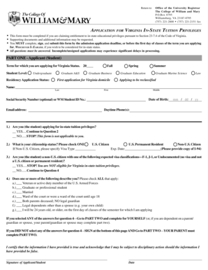 Virginia In-State Tuition Application