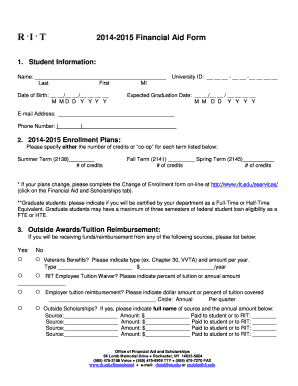 RIT 2014-2015 Financial Aid Form
