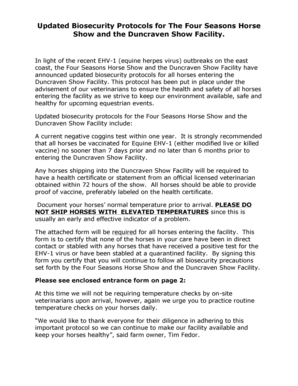 Four Seasons Horse Show Biosecurity Certification Form