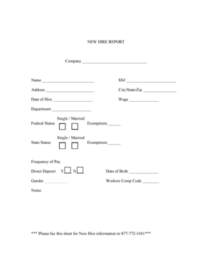 New Hire Report and Form 8850